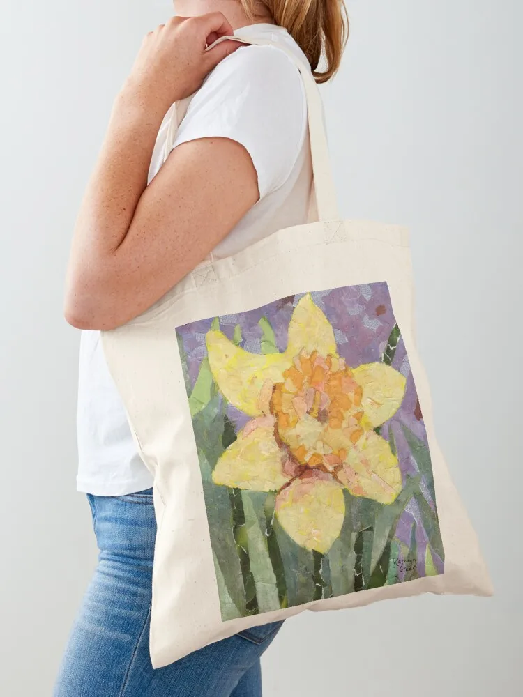 Luxury Bags Yellow - Borsa tote con collage di narcisi