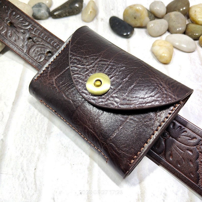 Key Holder Leather Pouch - Blongk Mini marsupio sottile cintura in